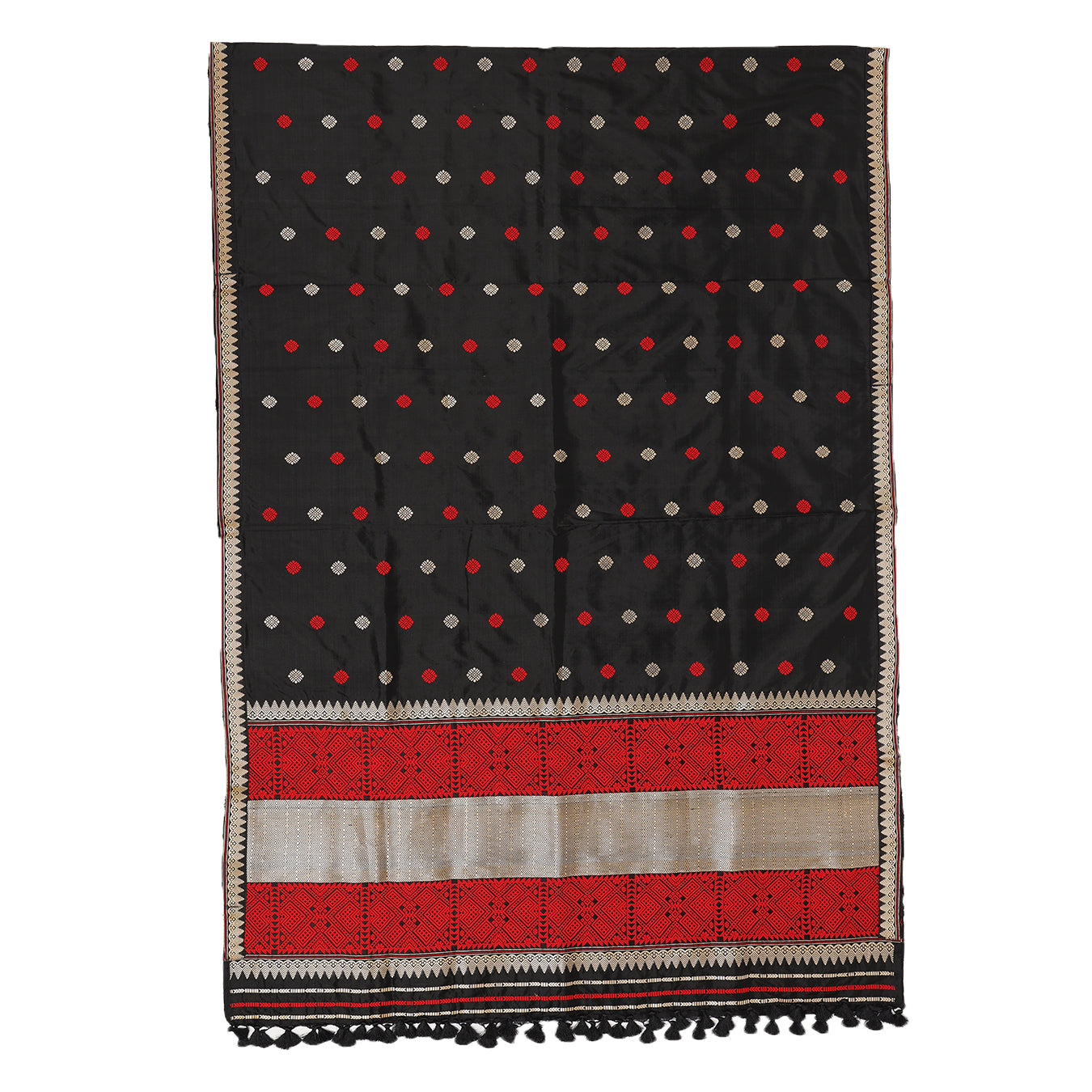 Red and Black paat mekhela sador