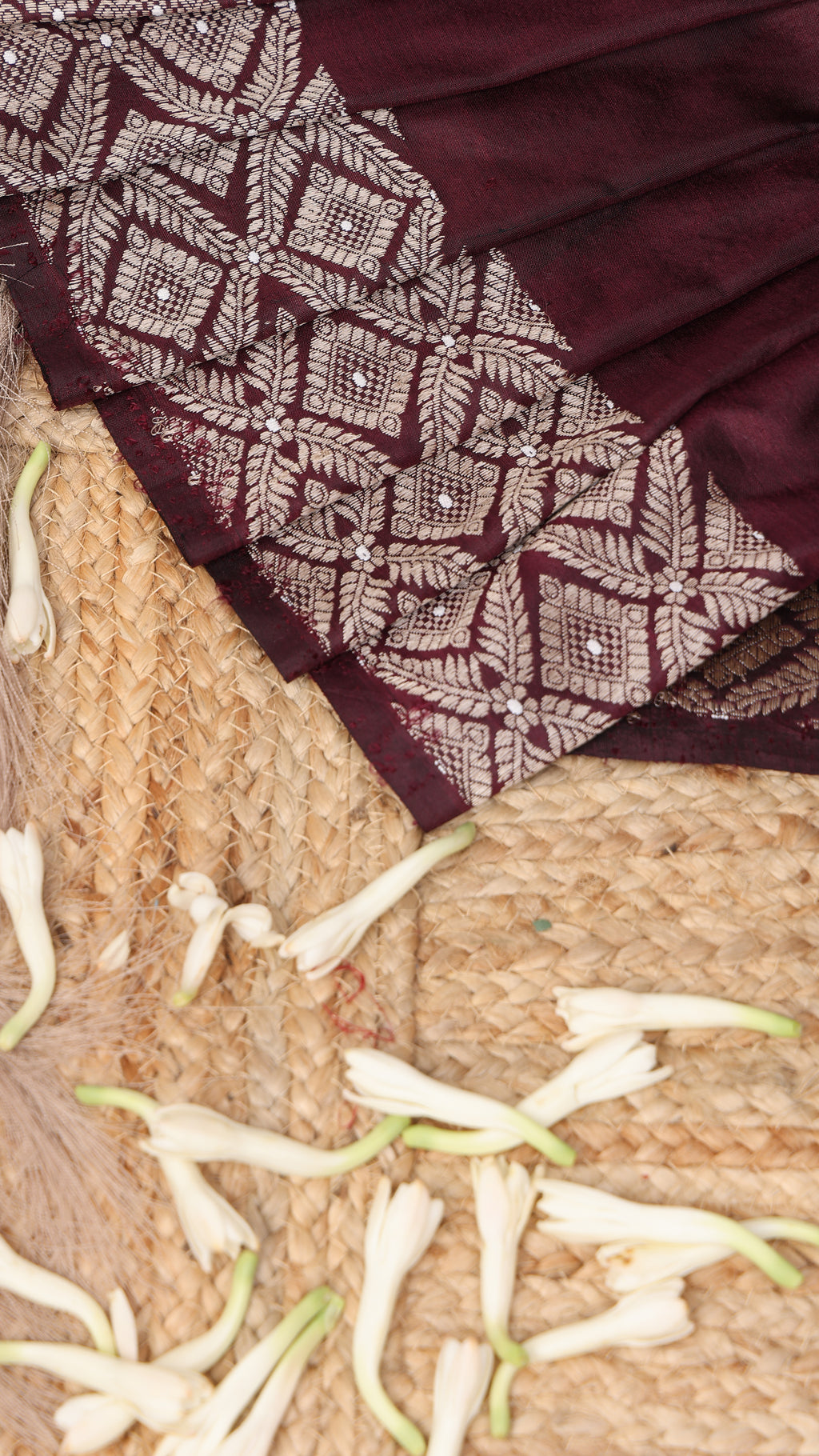 Wine Mulberry saree