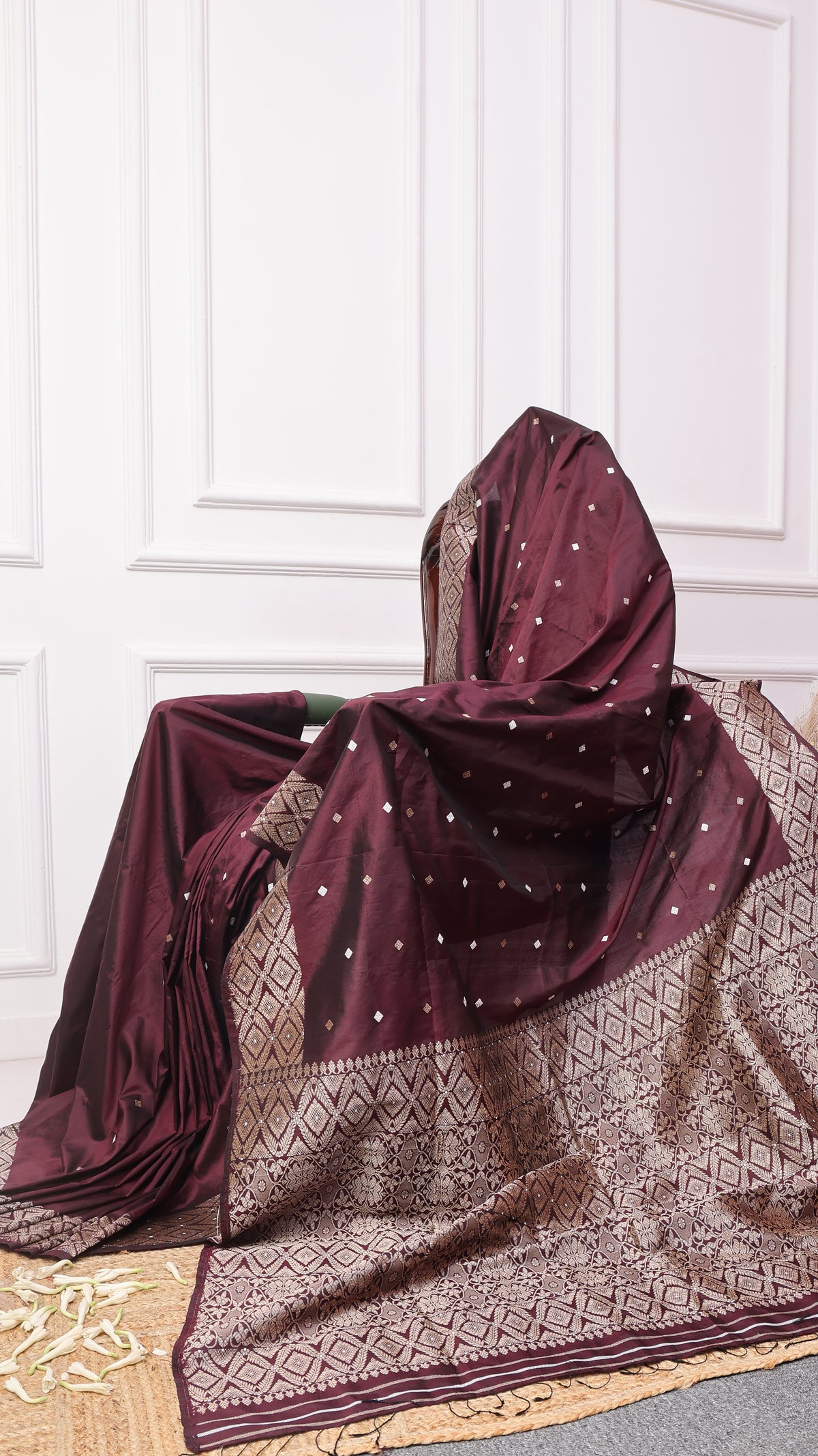 Wine Mulberry saree