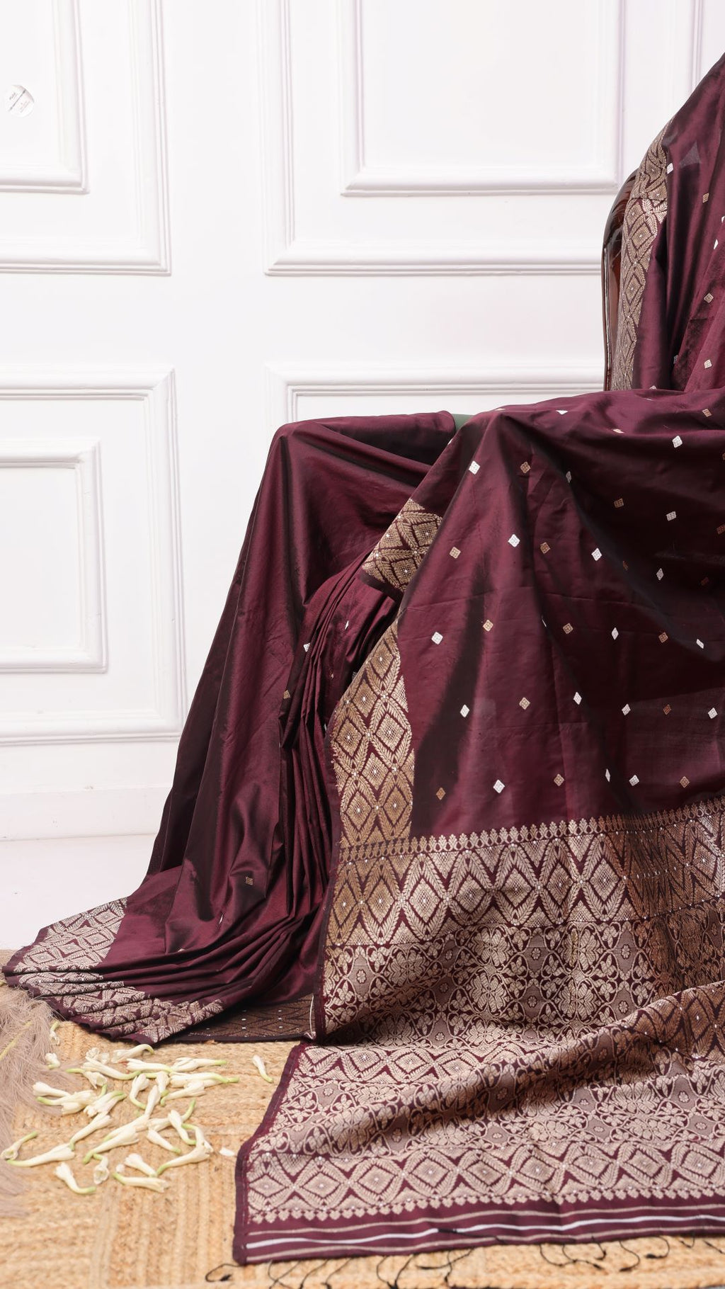 Wine Mulberry saree
