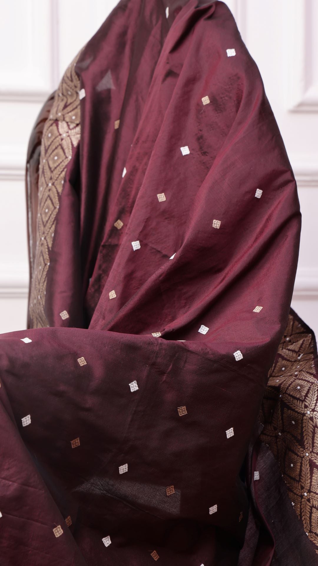 Wine Mulberry saree