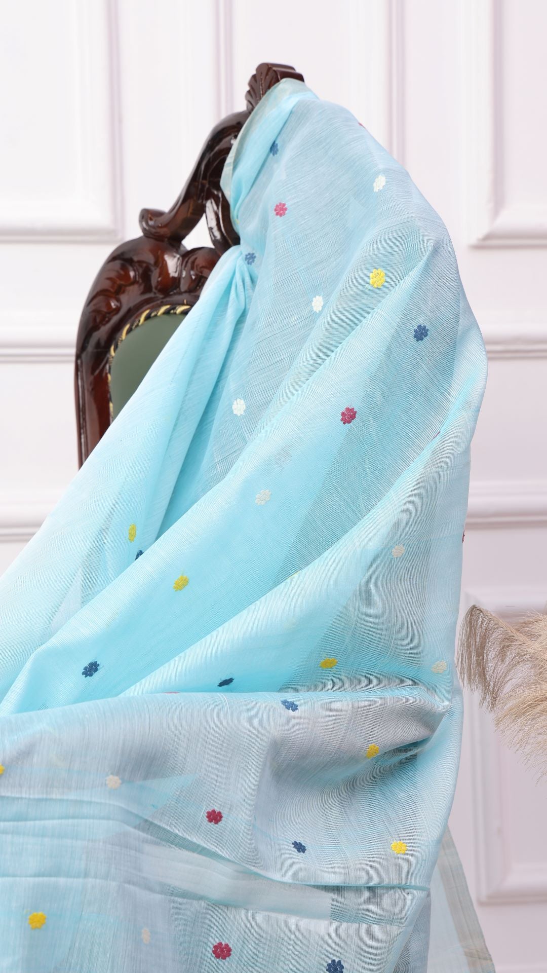 Cauvery Aqua blue cotton silk saree