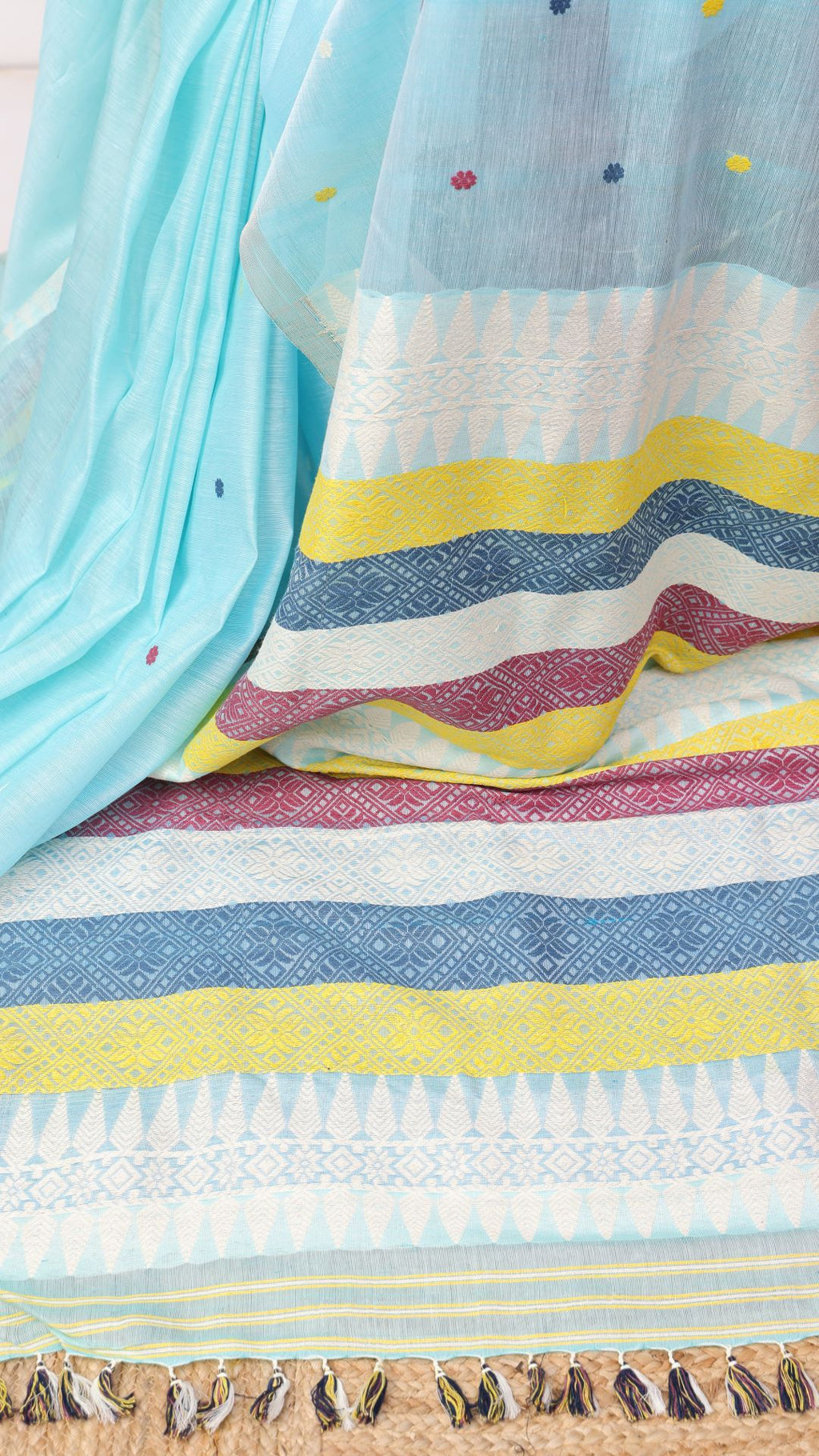 Cauvery Aqua blue cotton silk saree