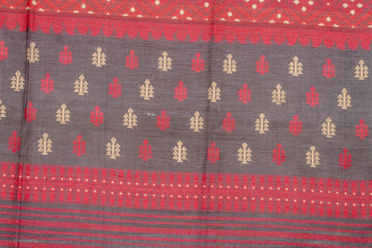 Vijaya slate grey Eri Nuni Silk saree