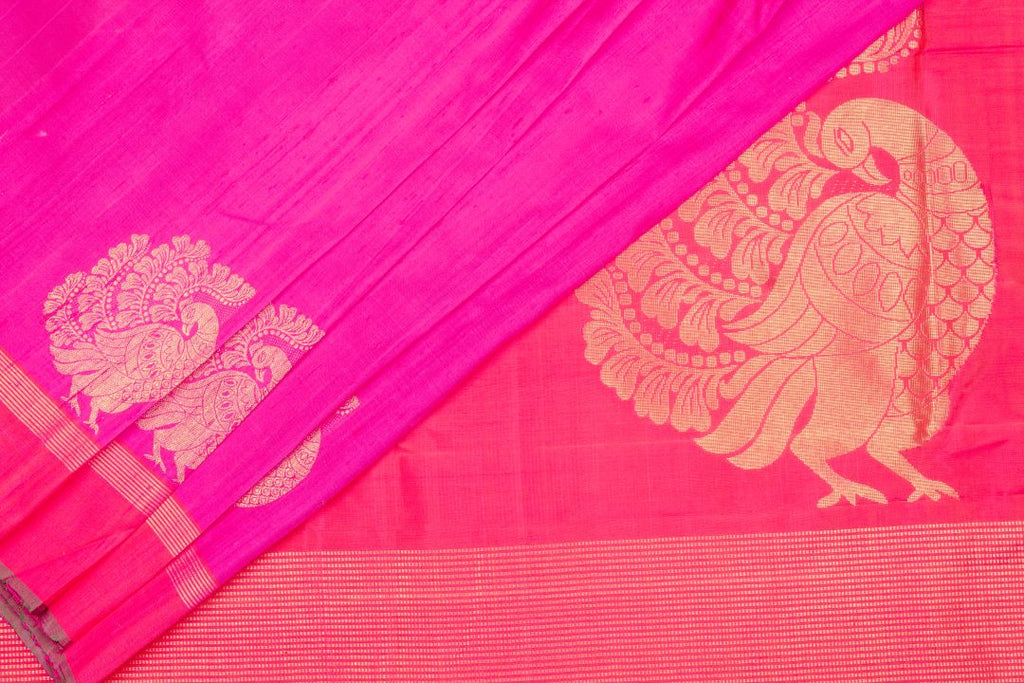 Crimson purple woven pure Kanjeevaram saree