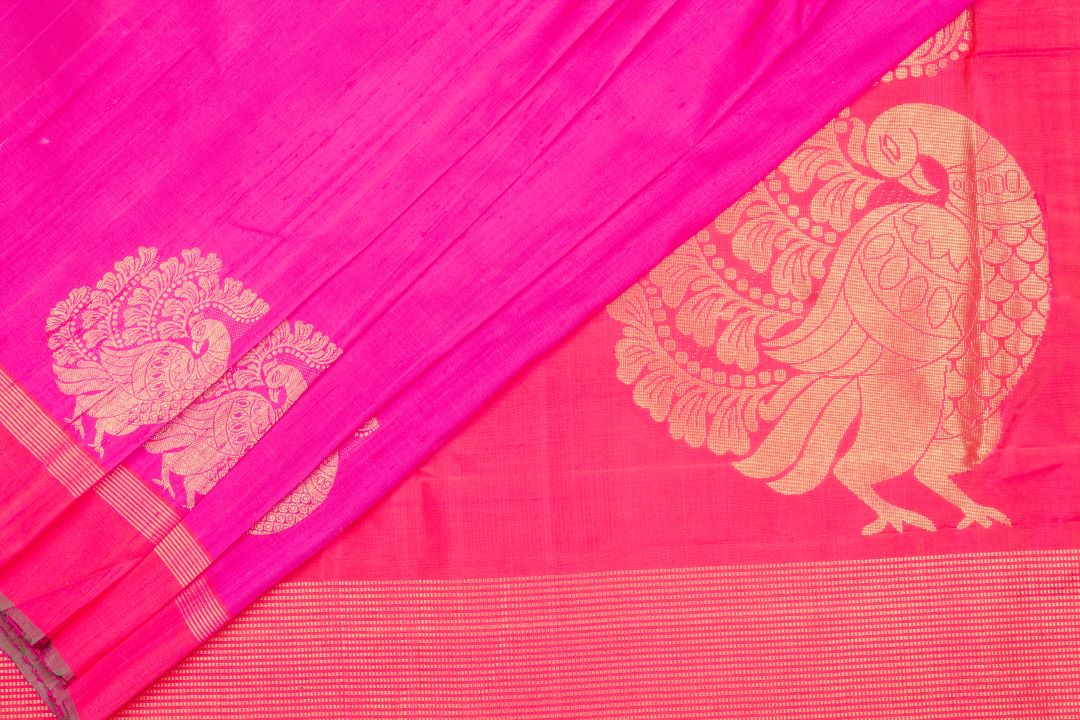 Crimson purple woven pure Kanjeevaram saree