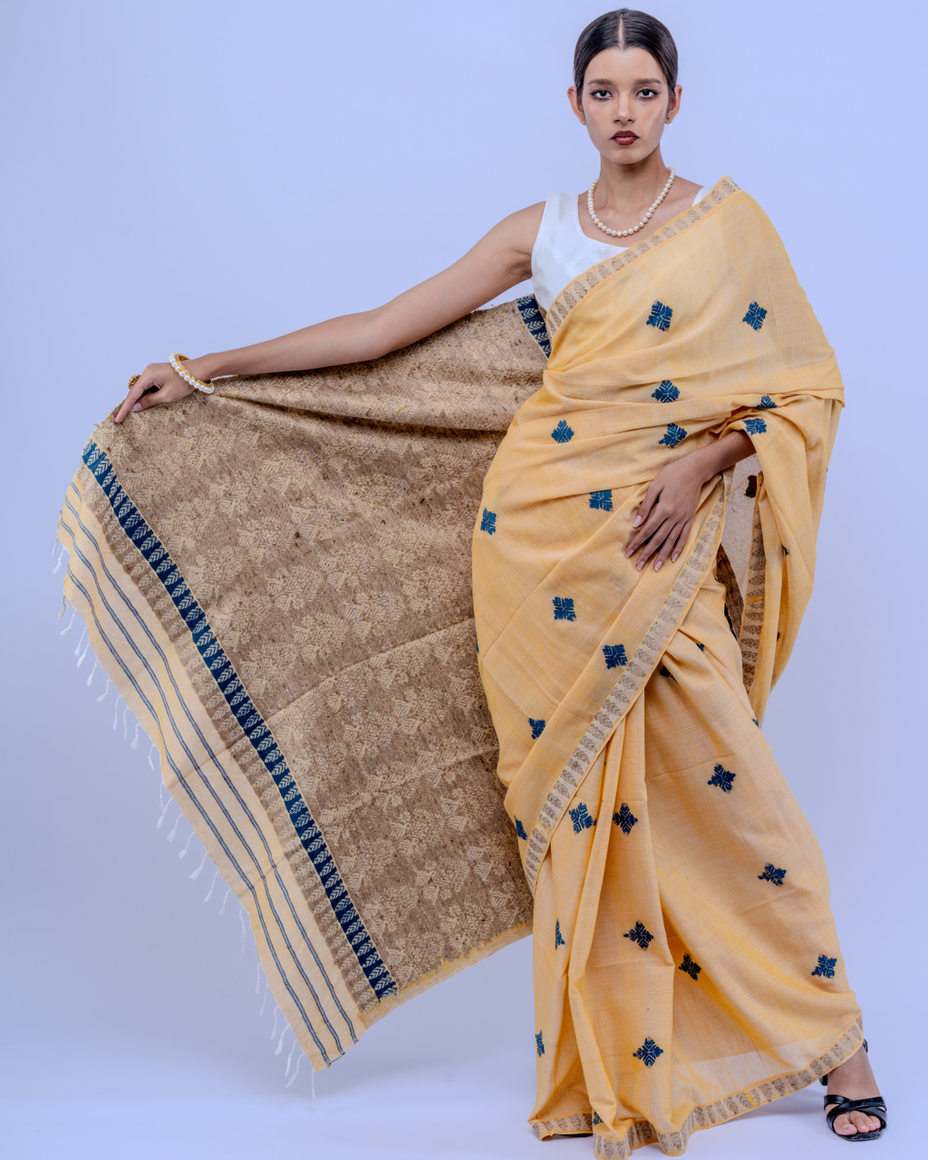 Aruna mustard Eri silk cotton saree