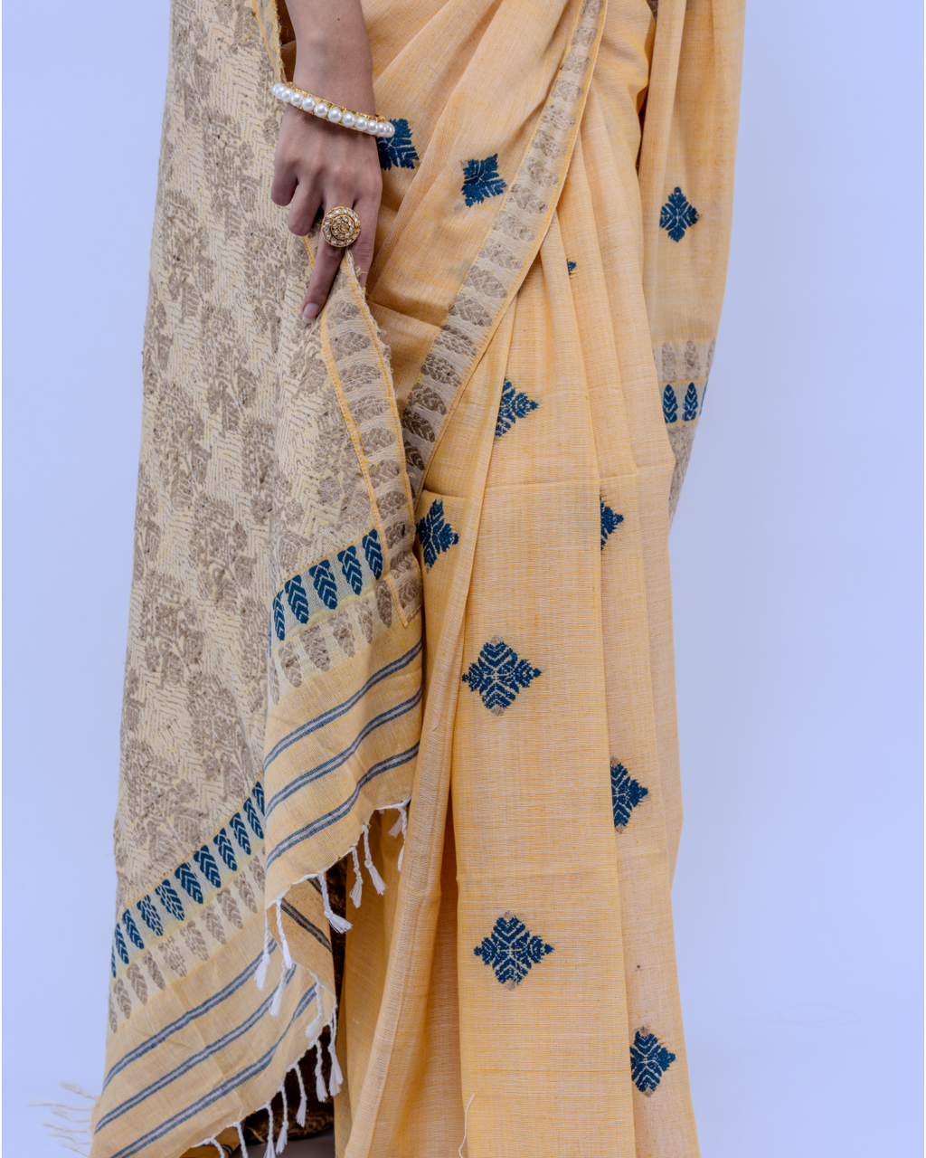 Aruna mustard Eri silk cotton saree