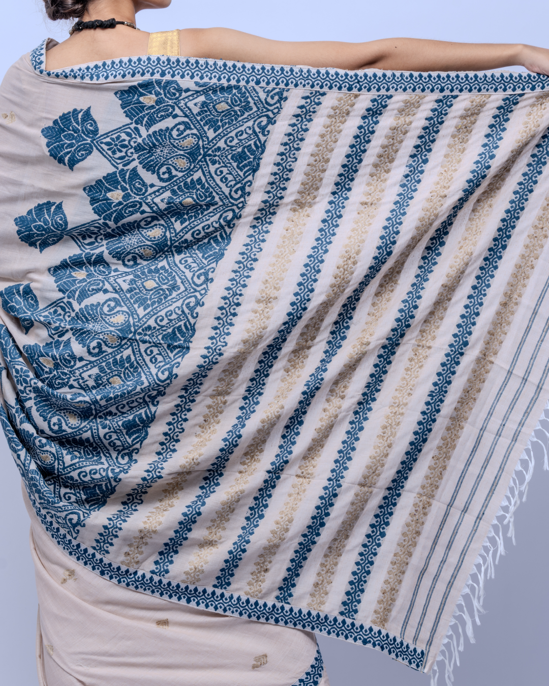 Teresa tea dyed green Eri silk cotton saree