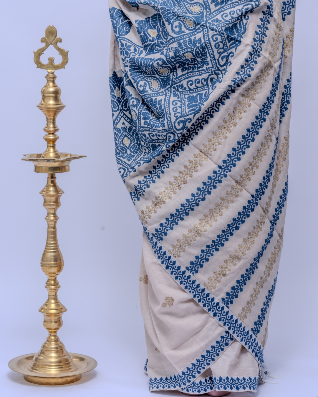 Teresa tea dyed green Eri silk cotton saree