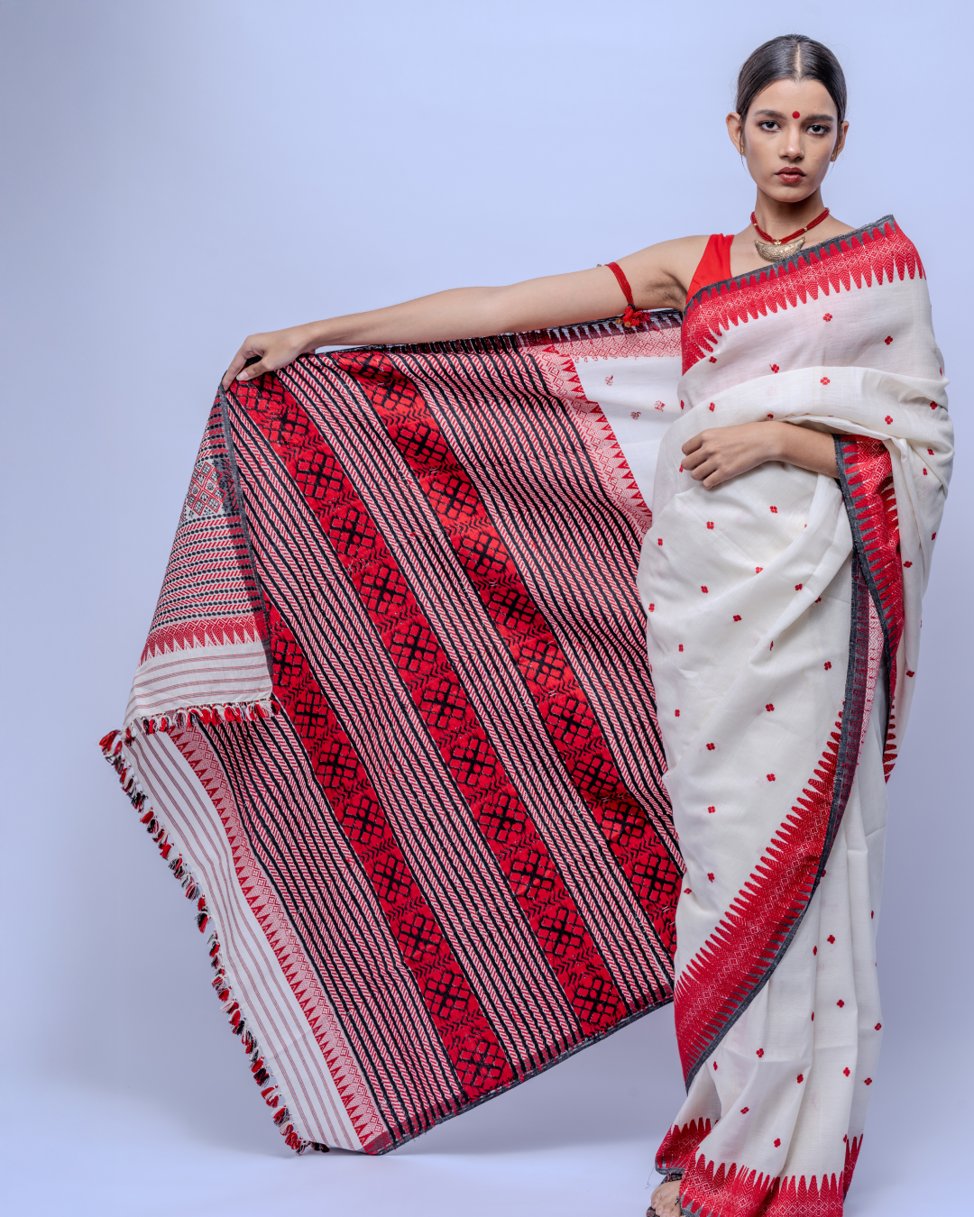 Sarojini cotton silk laal paar saree