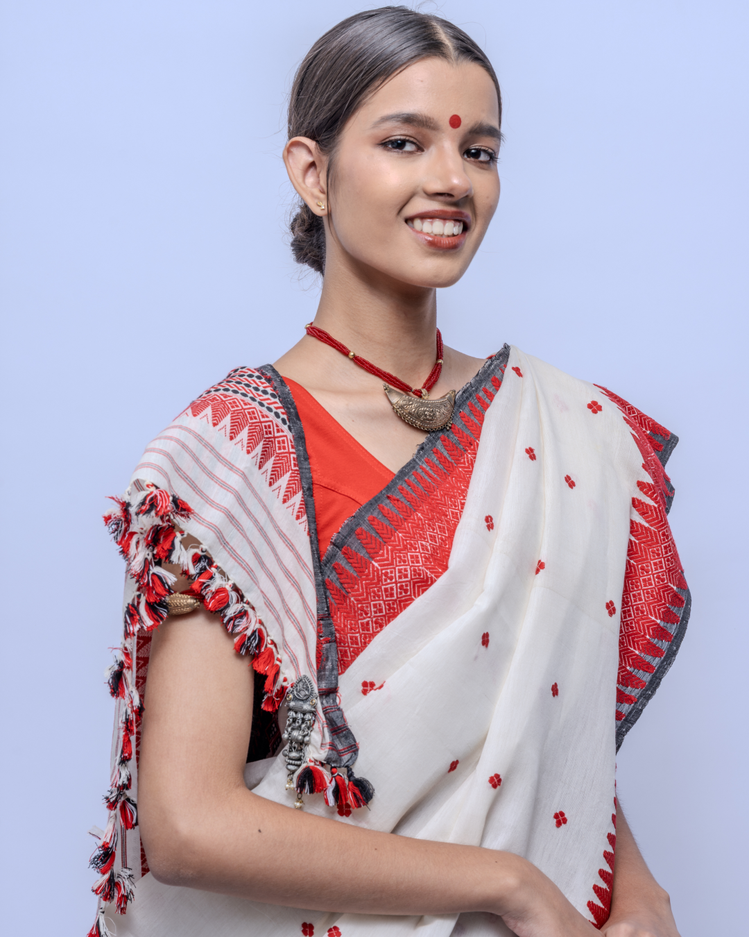 Sarojini cotton silk laal paar saree