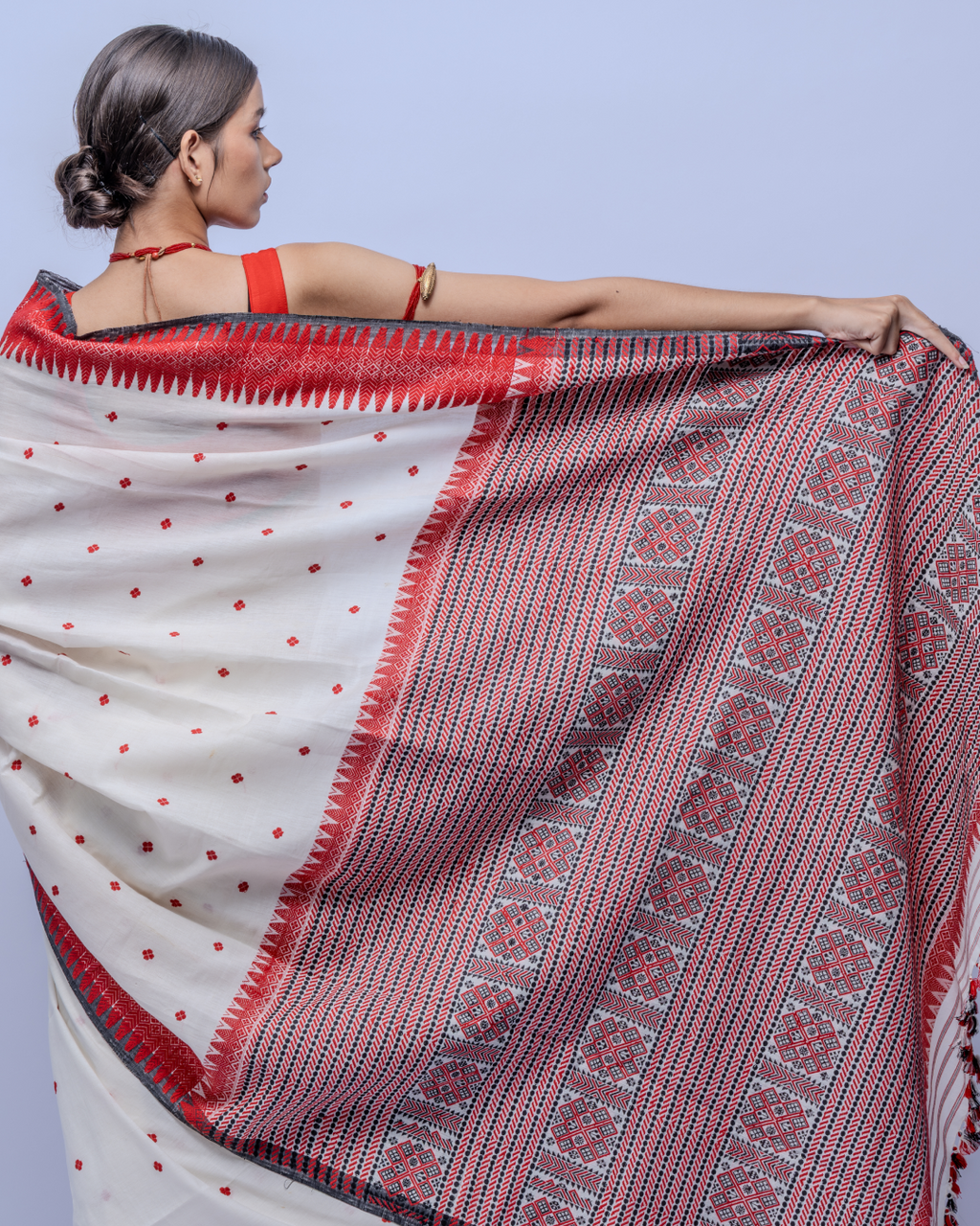 Sarojini cotton silk laal paar saree