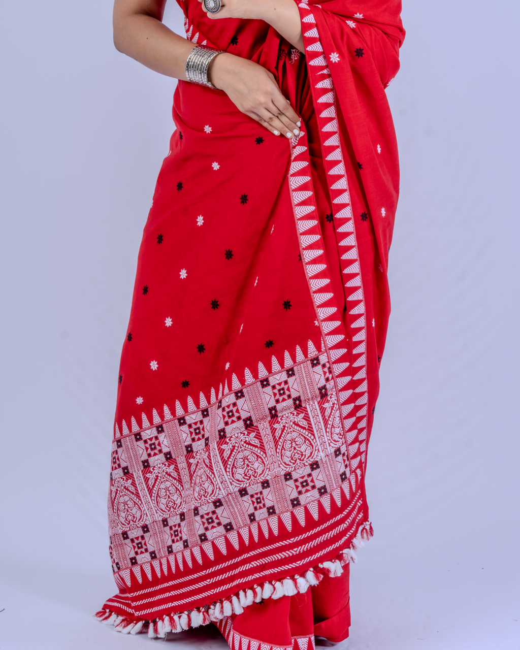 Cama crimson red Chhaya cotton saree