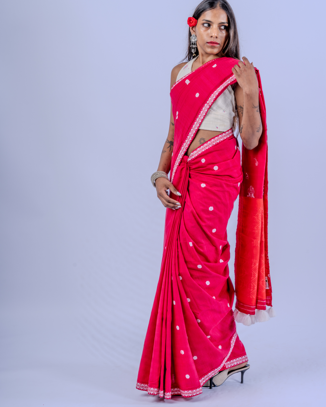 Pritilata pink Chhaya fine cotton saree