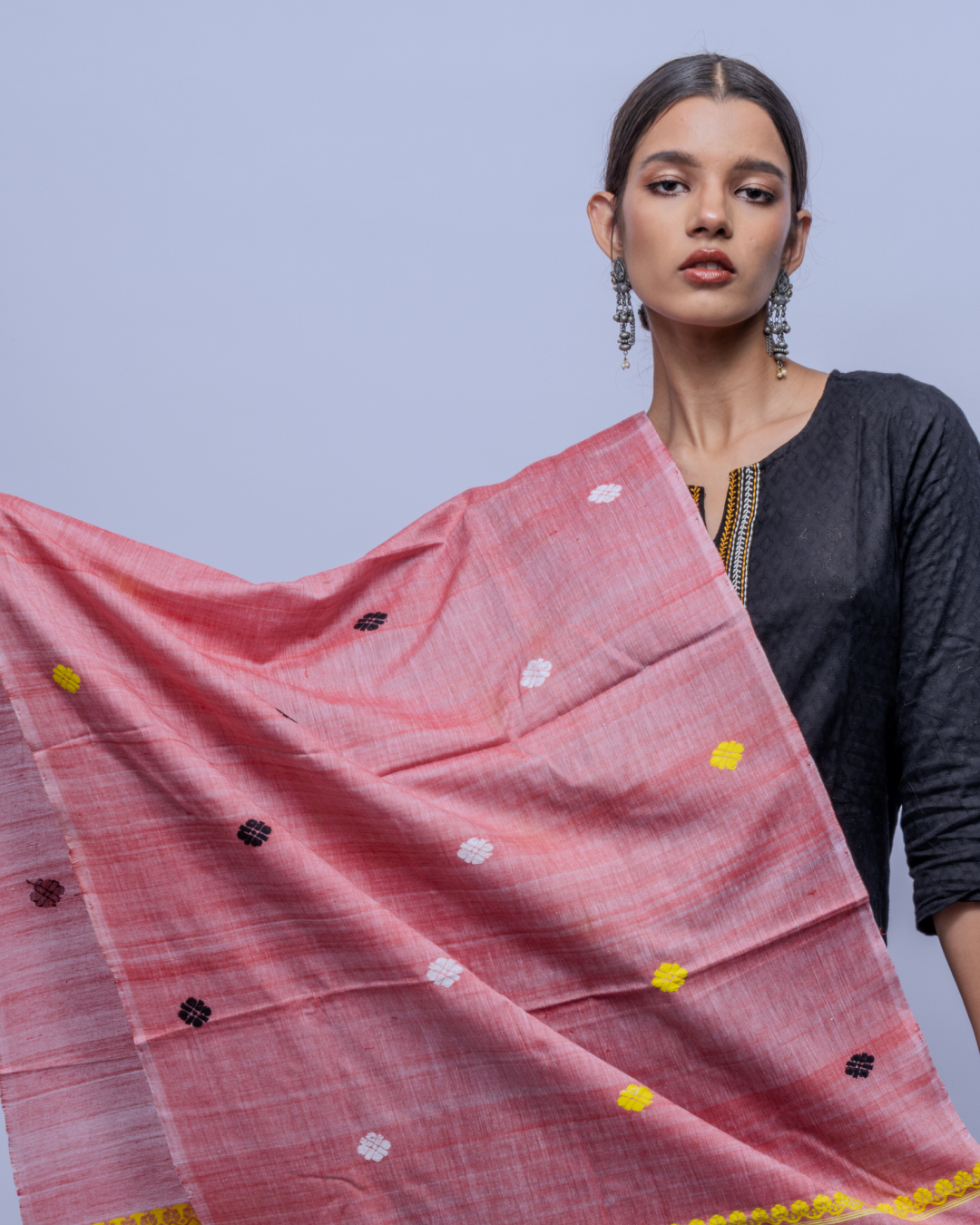 Pink green cotton Stole