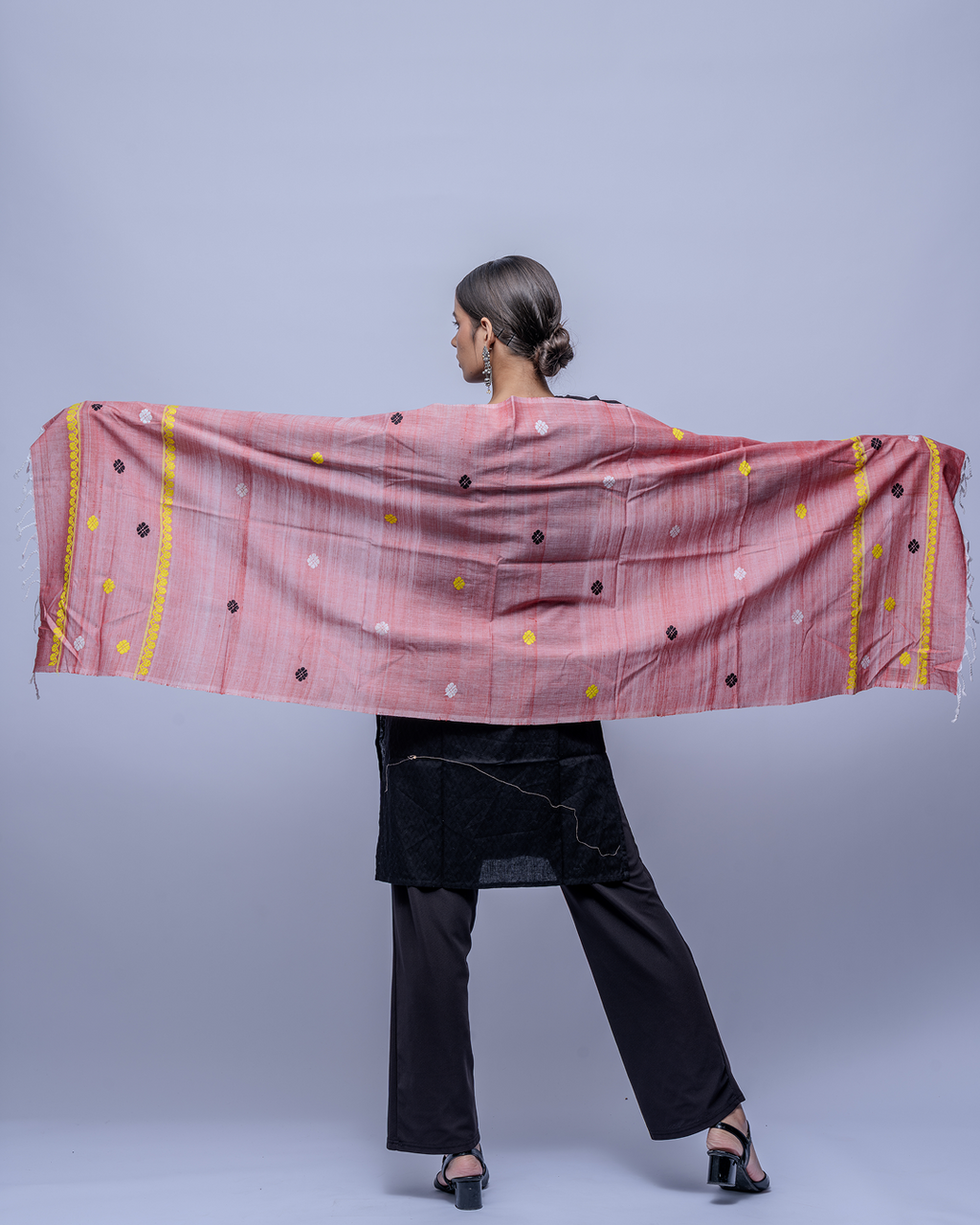 Pink green cotton Stole