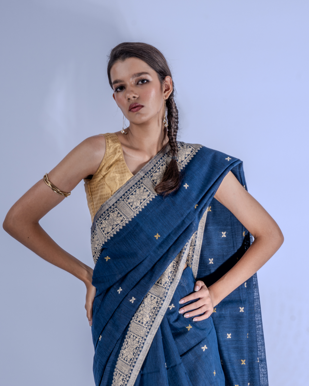 Chennama indigo Eri Nuni silk saree