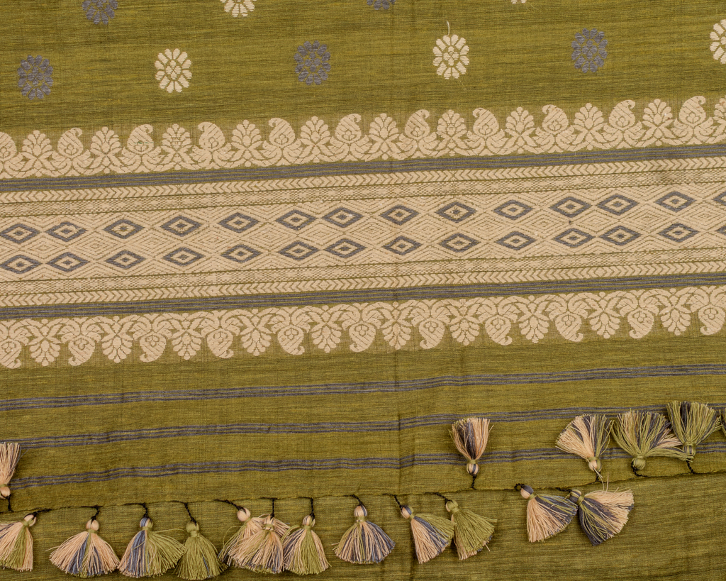 Amrita olive green Eri Nuni silk saree