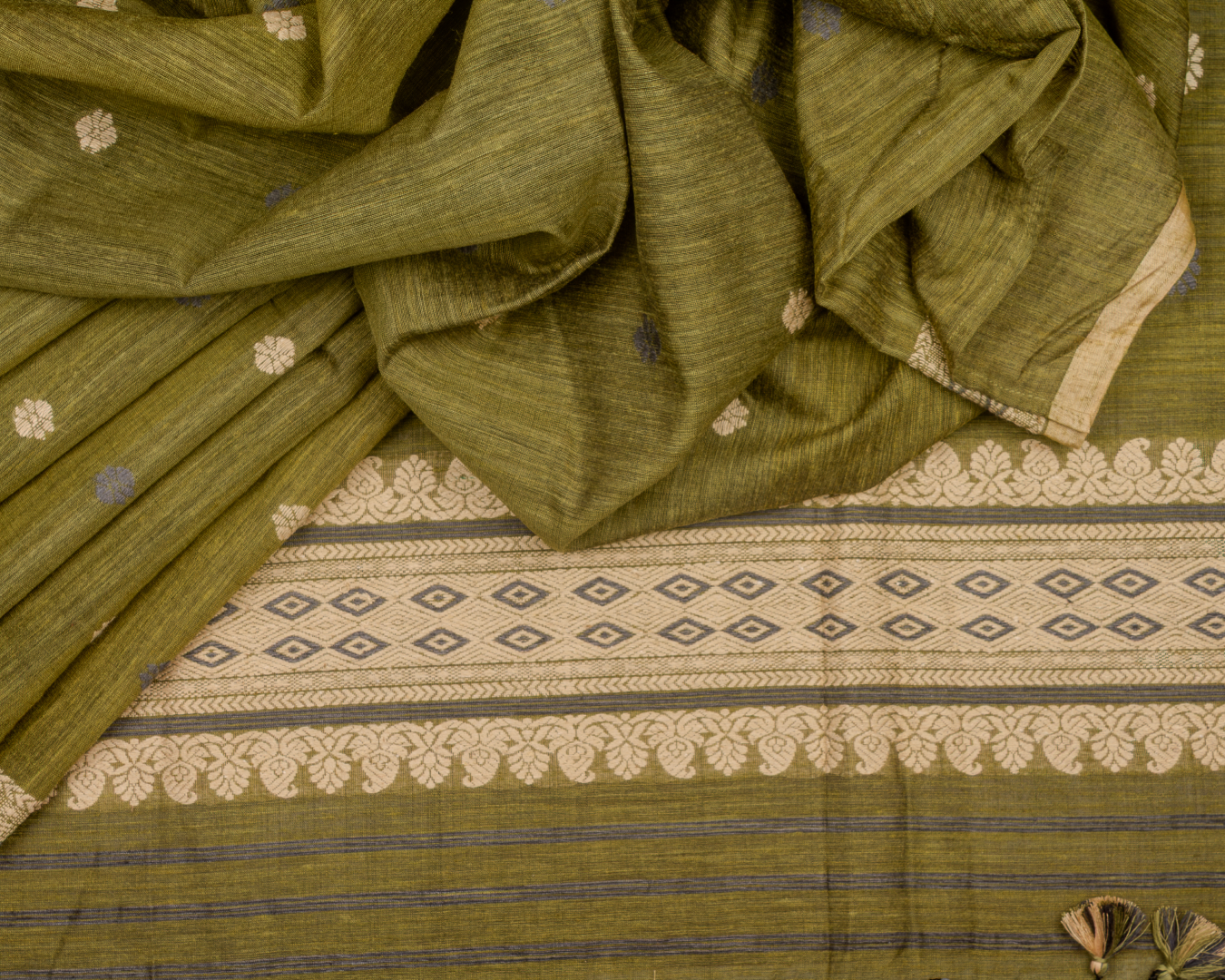 Amrita olive green Eri Nuni silk saree