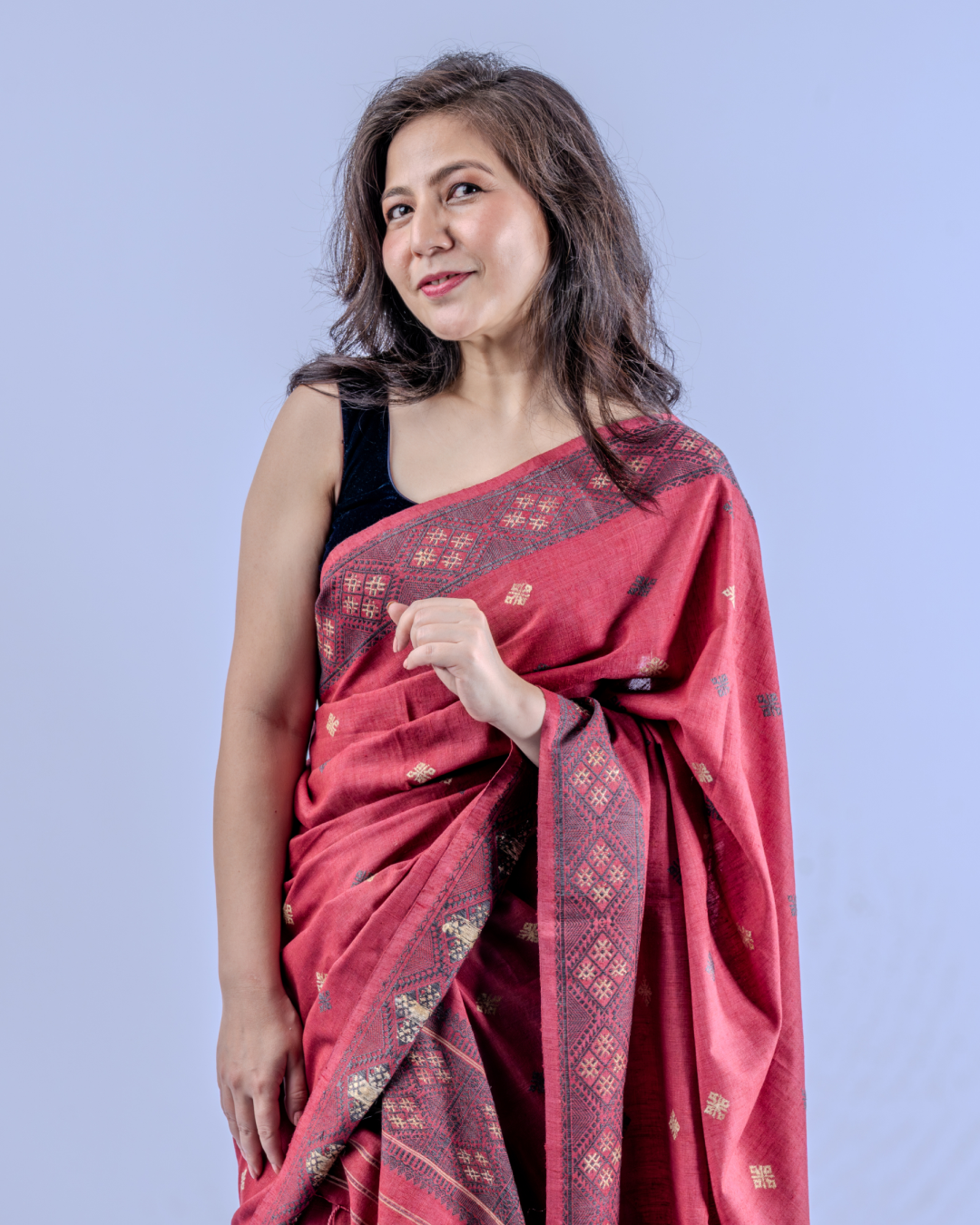 Pushpa coral Eri silk Mekhela sador