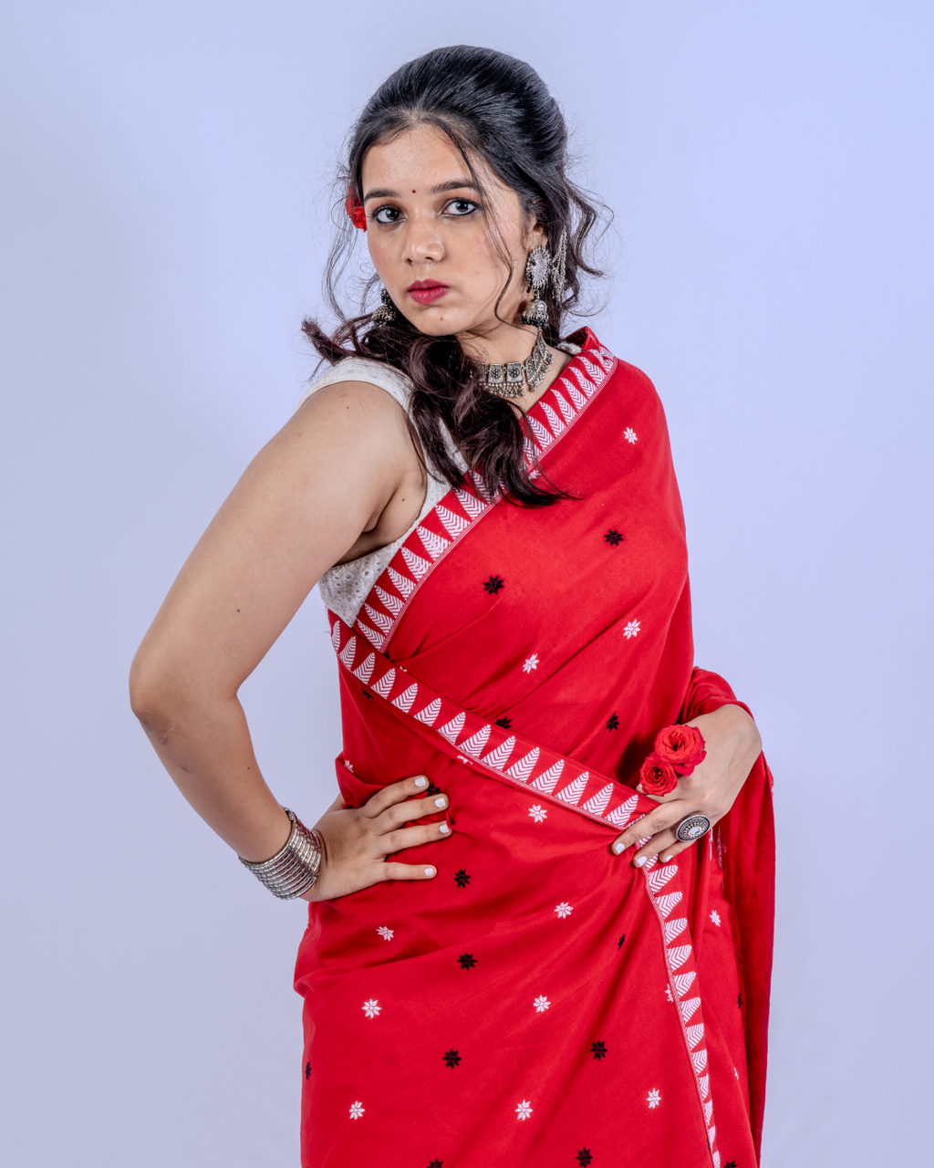 Cama crimson red Chhaya cotton saree