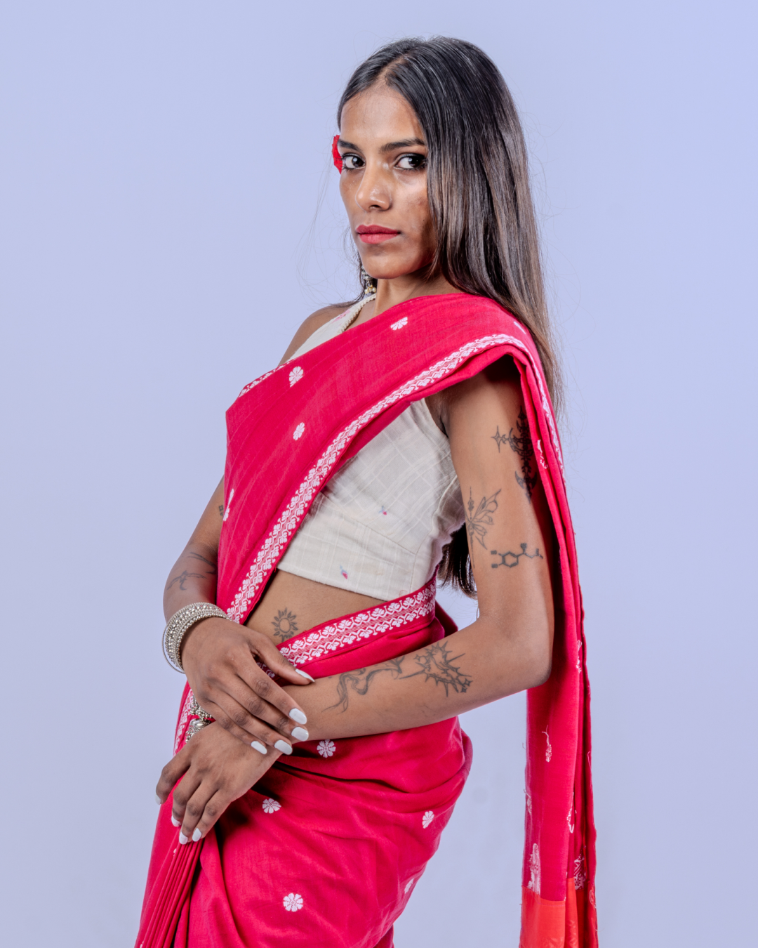 Pritilata pink Chhaya fine cotton saree