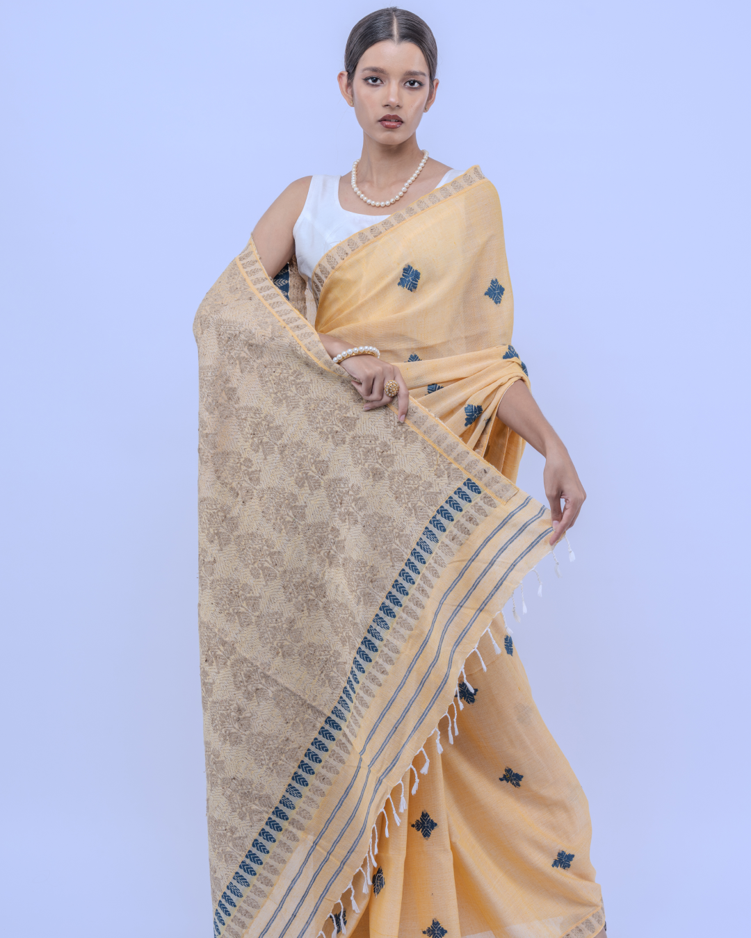 Aruna mustard Eri silk cotton saree
