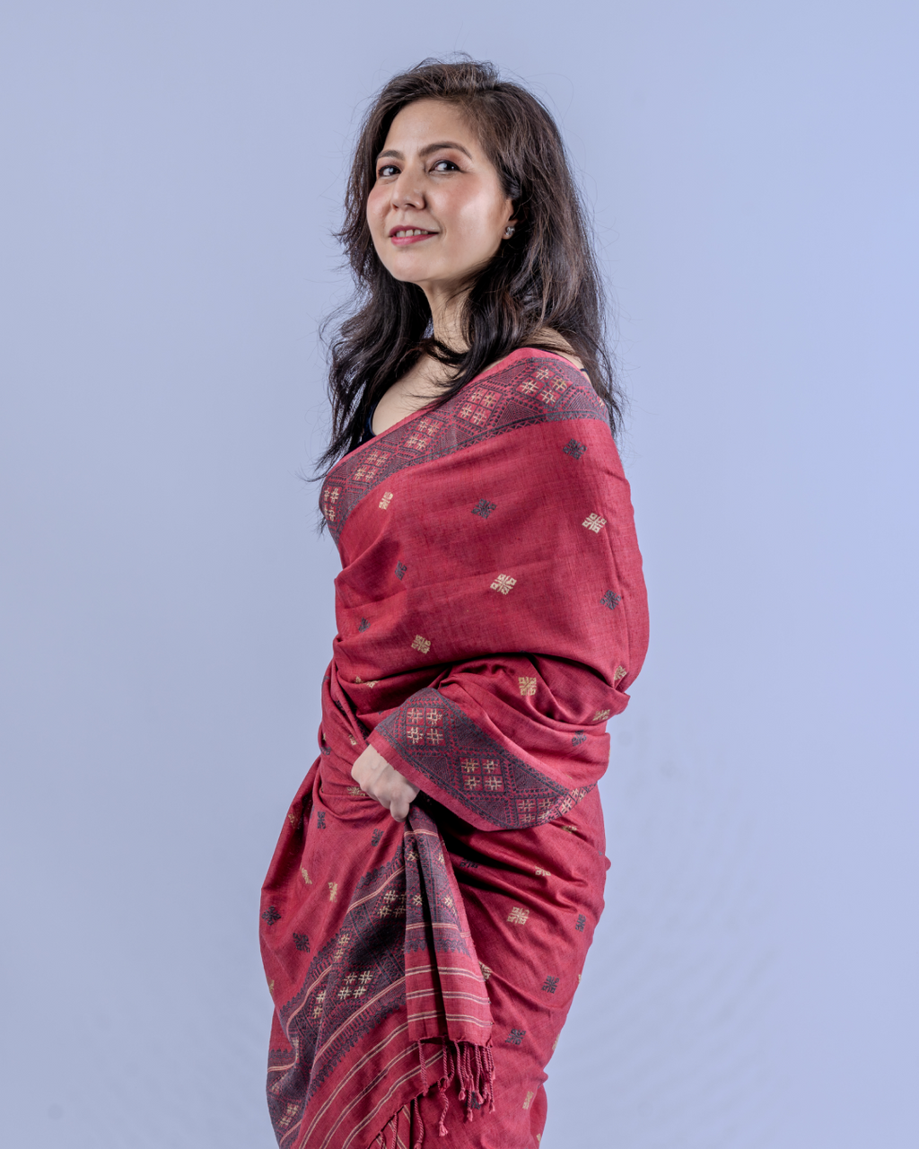 Pushpa coral Eri silk Mekhela sador