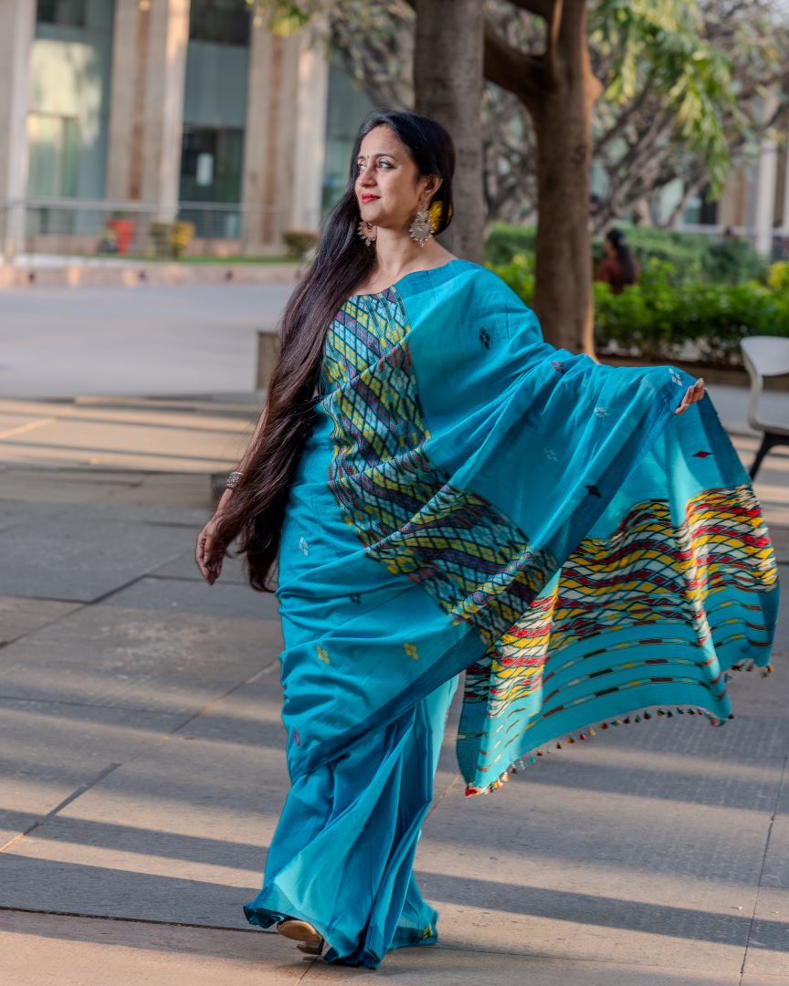 Sky blue cotton Grace Gero saree