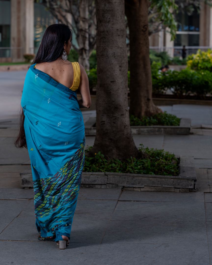 Sky blue cotton Grace Gero saree