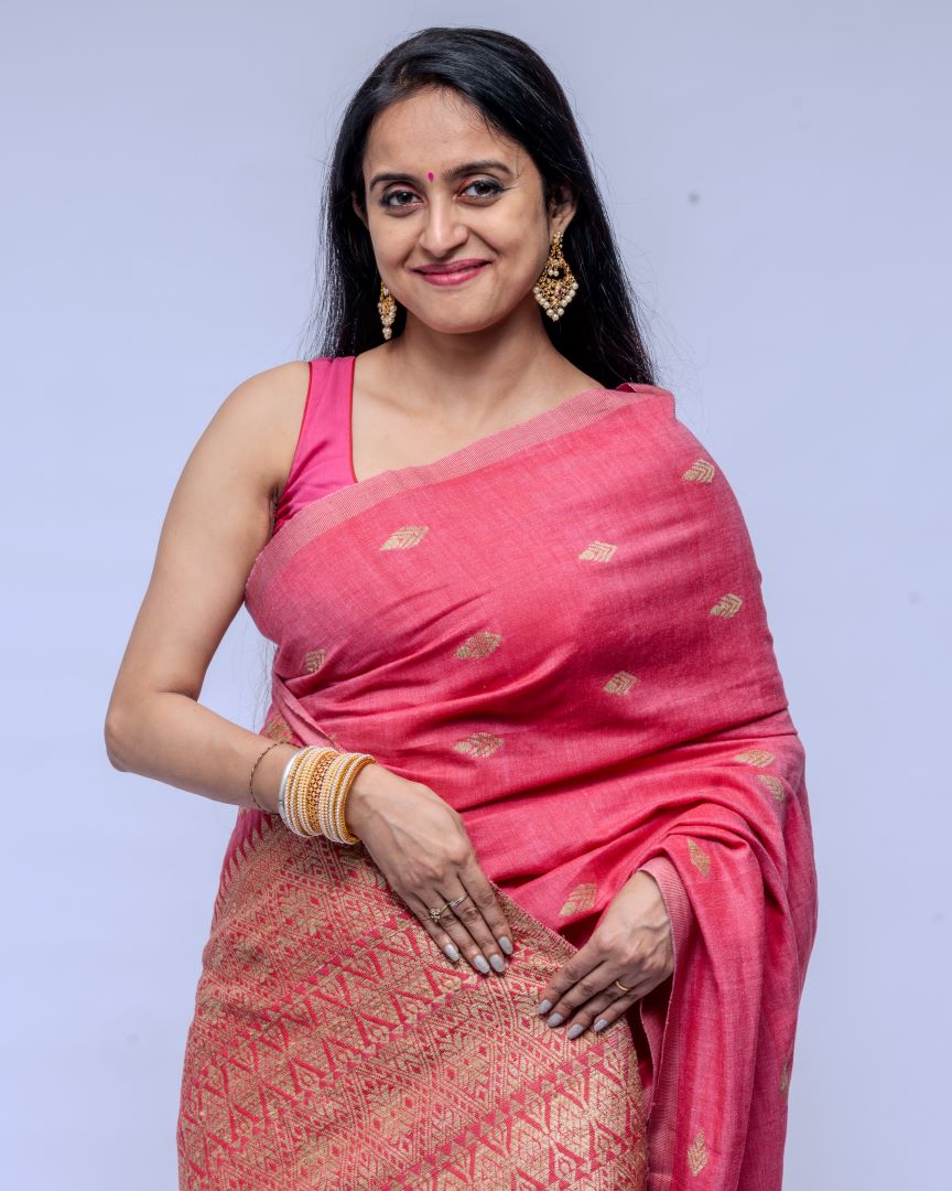 Rukhma Pink cotton Muga silk saree