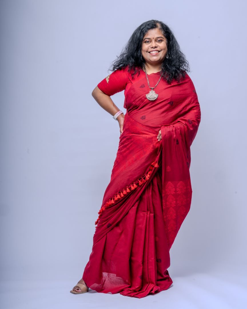 Rukhma Maroon cotton saree