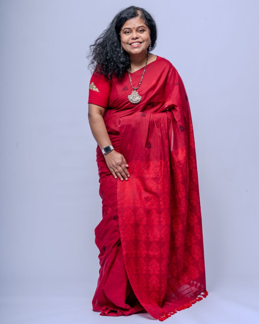 Rukhma Maroon cotton saree