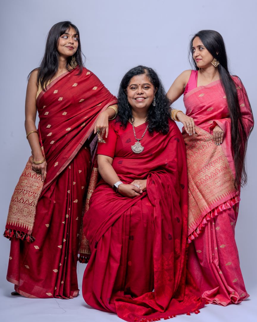 Rukhma Maroon cotton saree