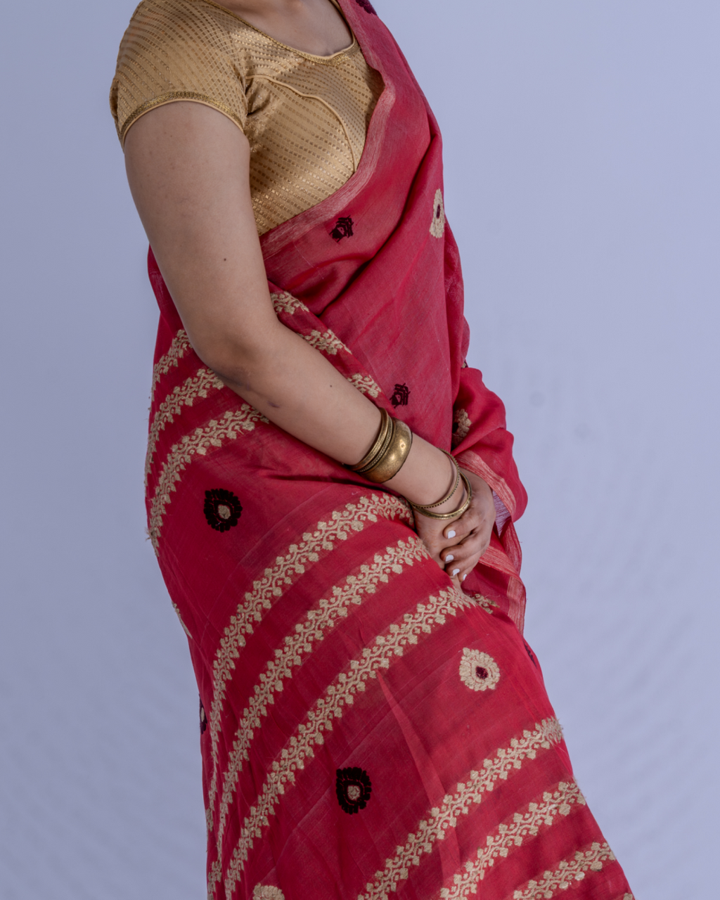 Kamala peach cotton silk saree