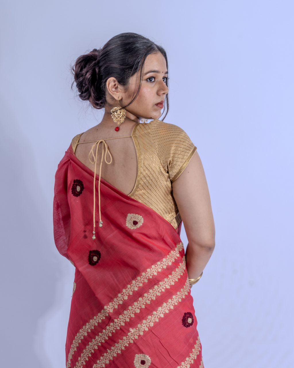 Kamala peach cotton silk saree