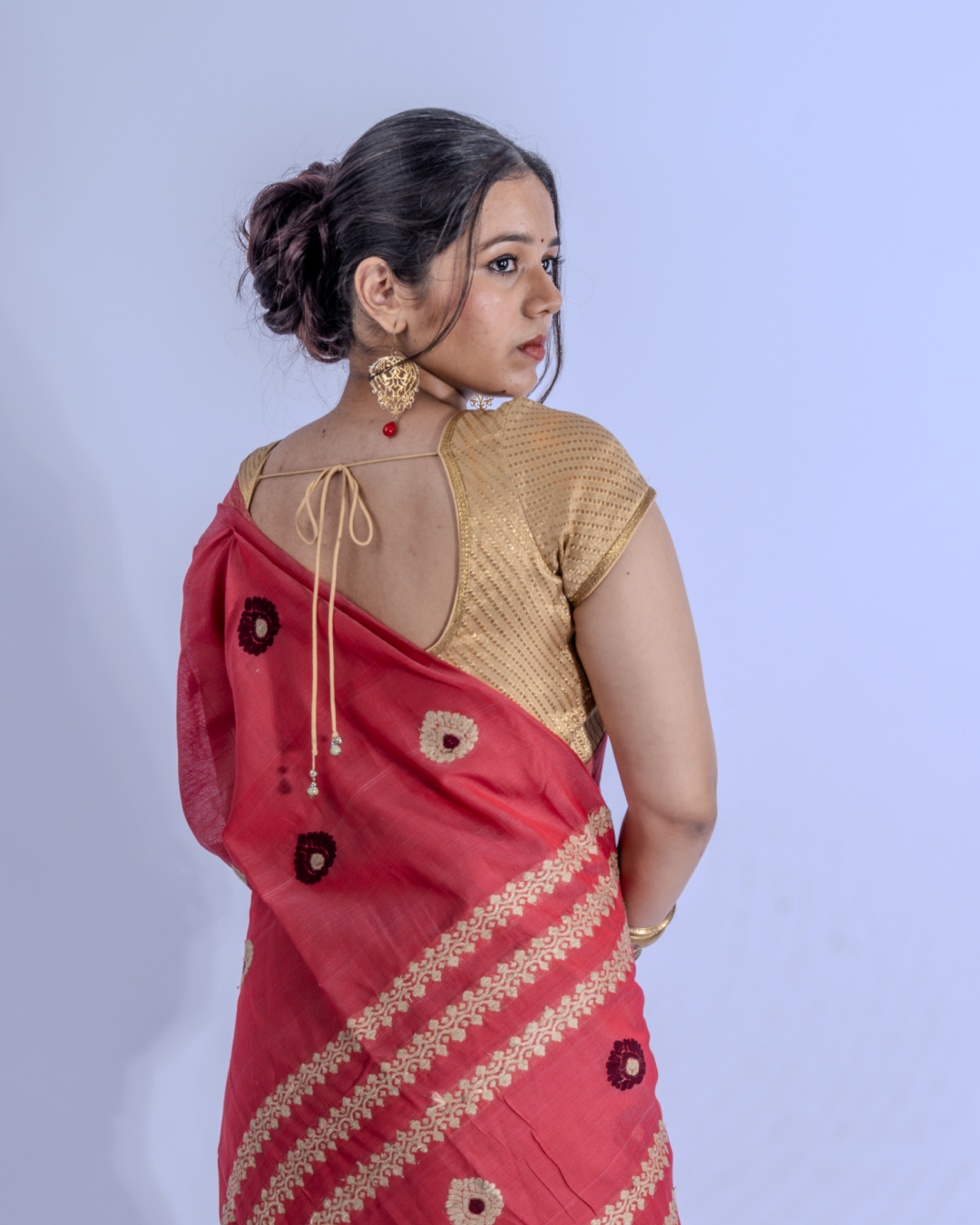 Kamala peach cotton silk saree