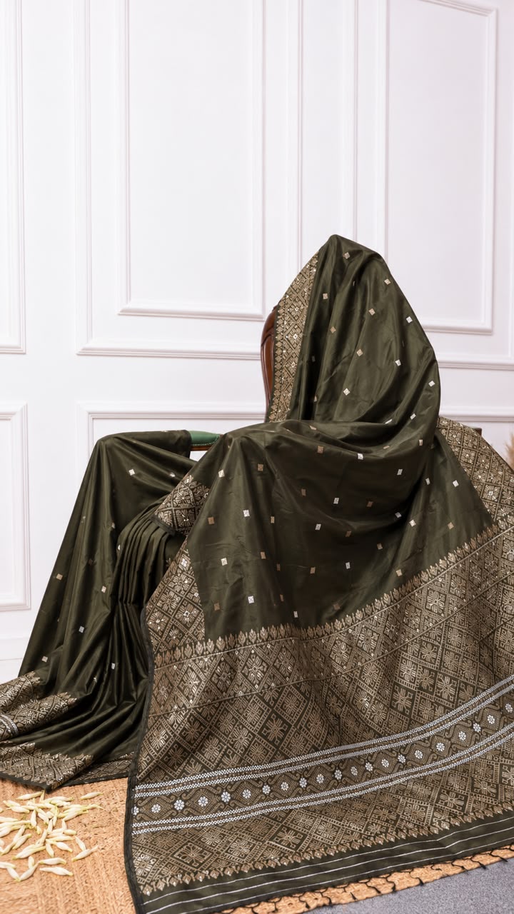 Forest green Mulberry saree