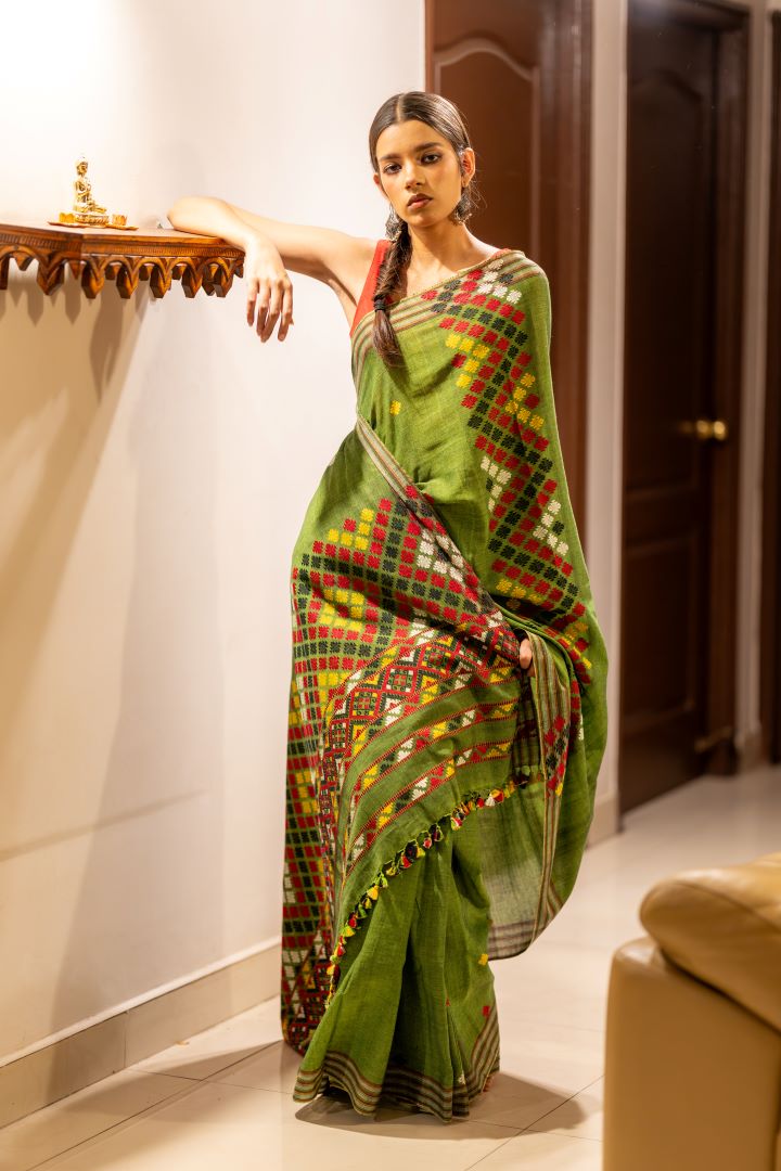 Avantibai hunter green Gero saree