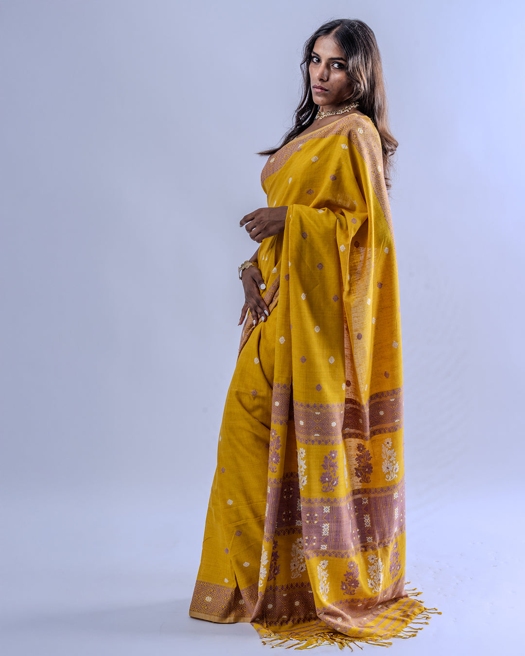 Ahilya turmeric Eri silk saree