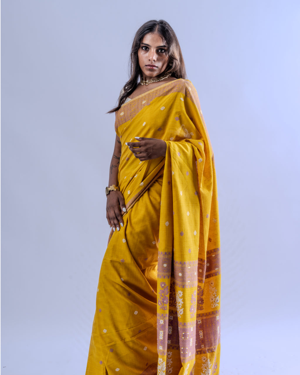 Ahilya turmeric Eri silk saree