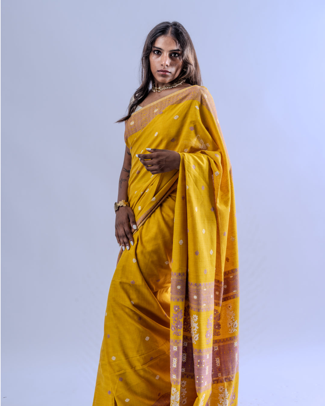 Ahilya turmeric Eri silk saree