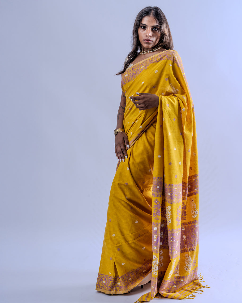Ahilya turmeric Eri silk saree