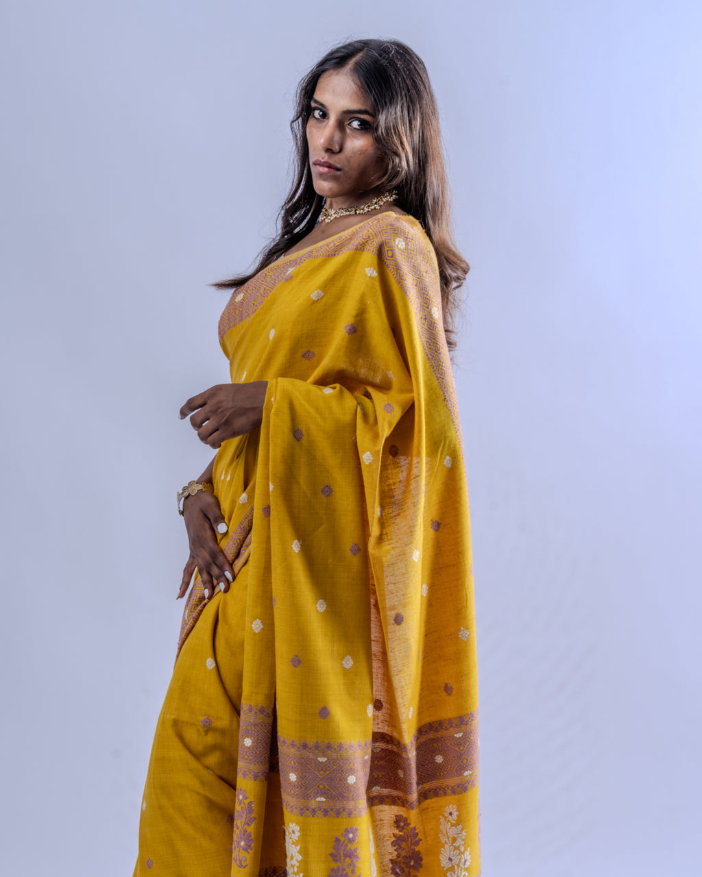 Ahilya turmeric Eri silk saree