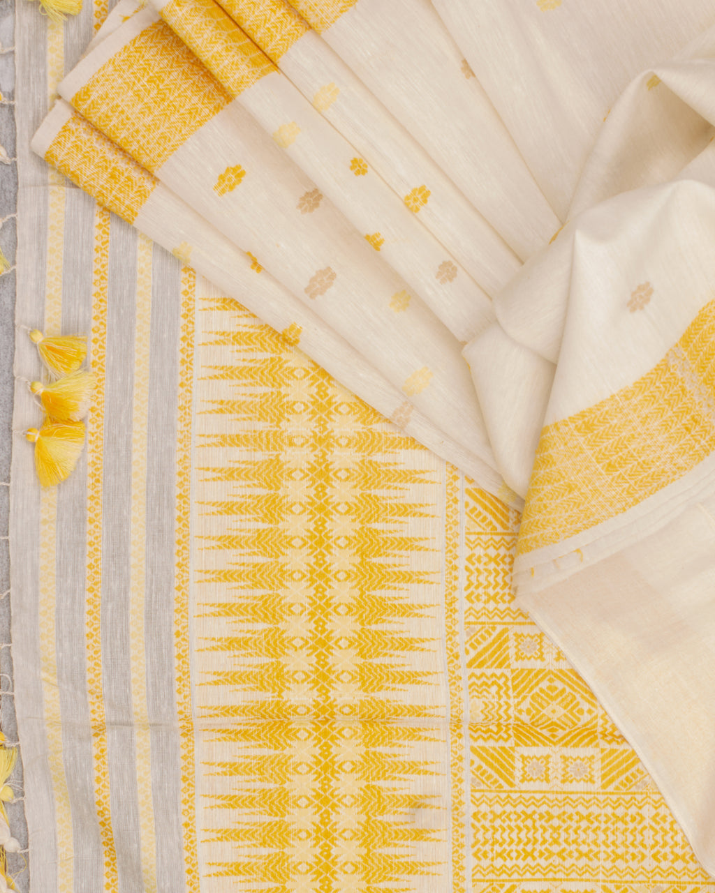 Jija ivory Eri nuni silk saree