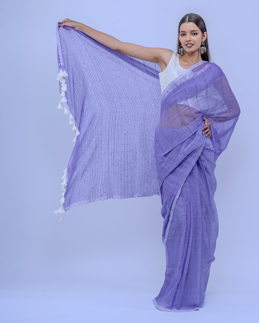 Razia Jikmik purple Mul cotton saree