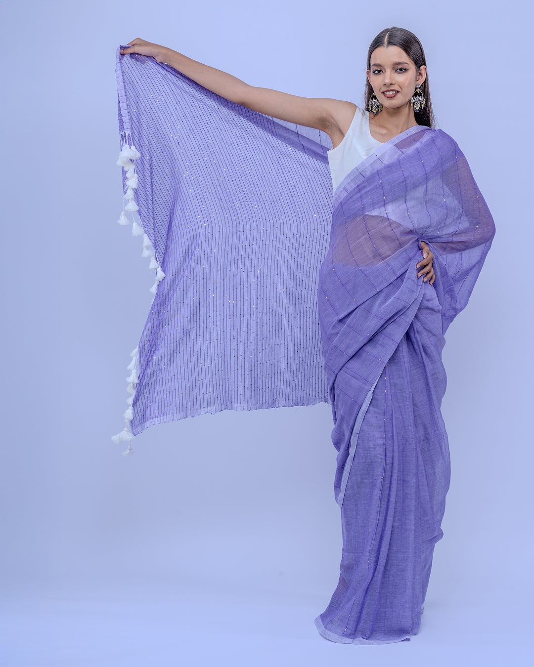 Razia Jikmik purple Mul cotton saree