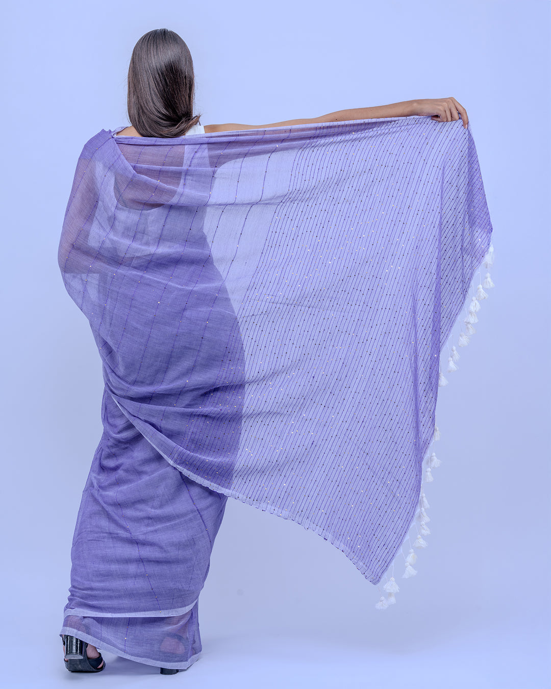 Razia Jikmik purple Mul cotton saree