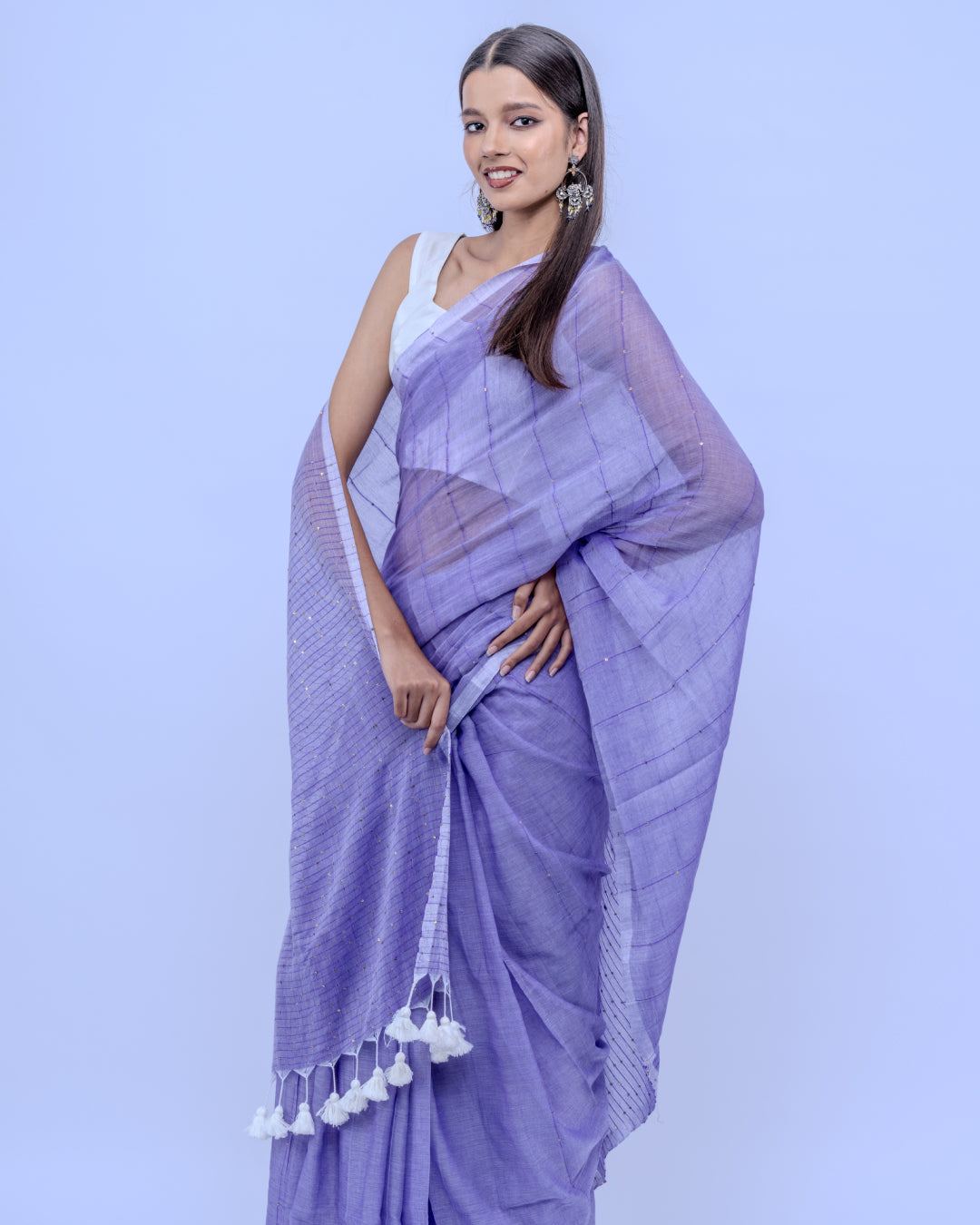 Razia Jikmik purple Mul cotton saree